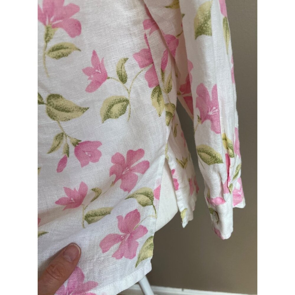Studio Works Floral Linen Shirt Cottagecore Button Fairy Spring Layers Womens S - Picture 6 of 10